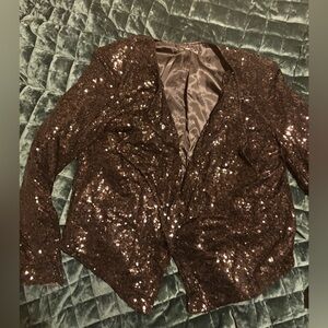 Black long sleeve sequin shawl